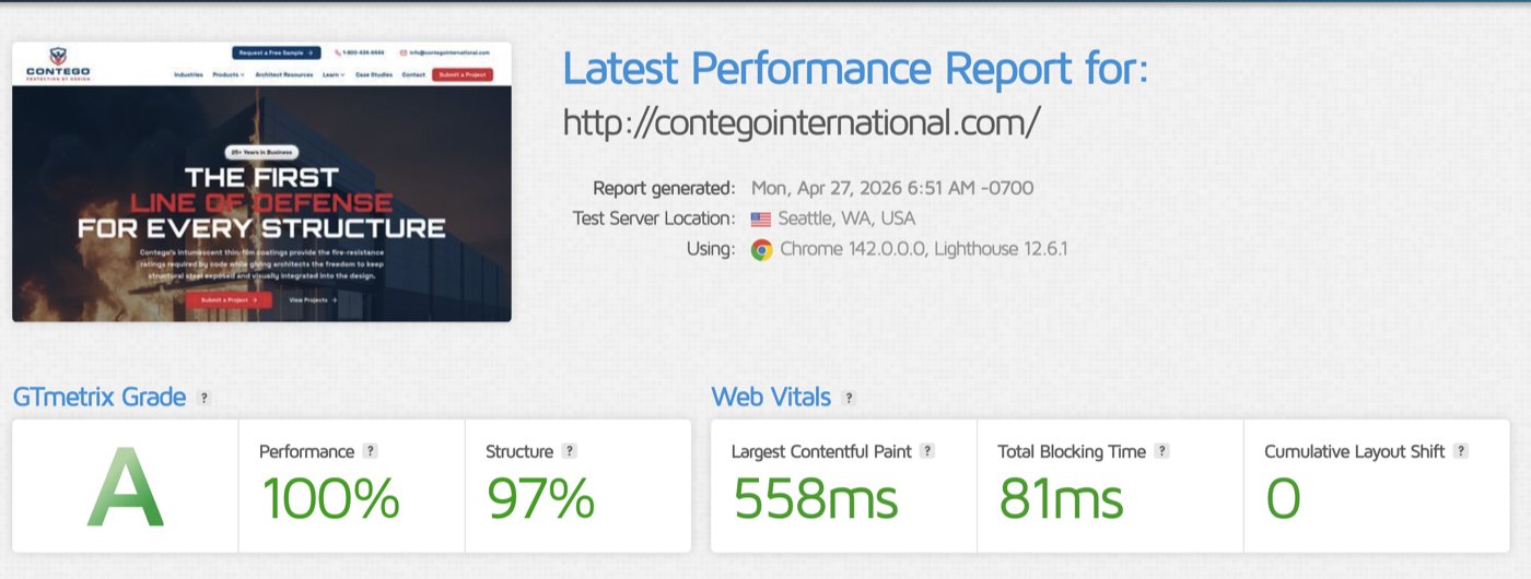 Performance report after