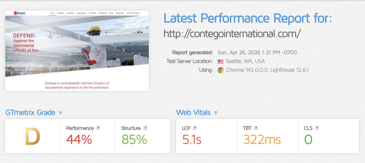 Performance report before the rebuild