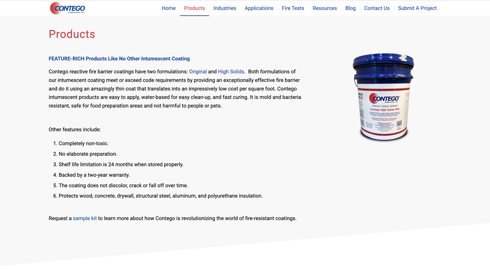 Before — the old products page