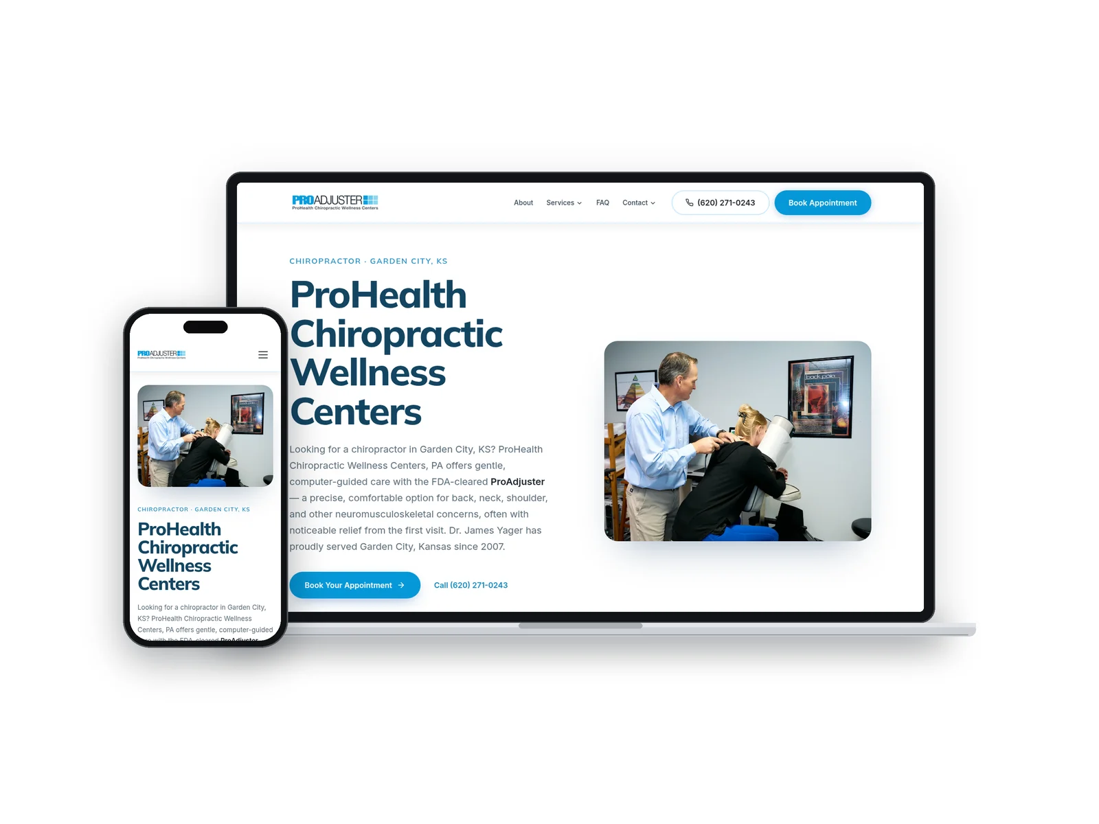 ProHealth Chiropractic website on a laptop and phone