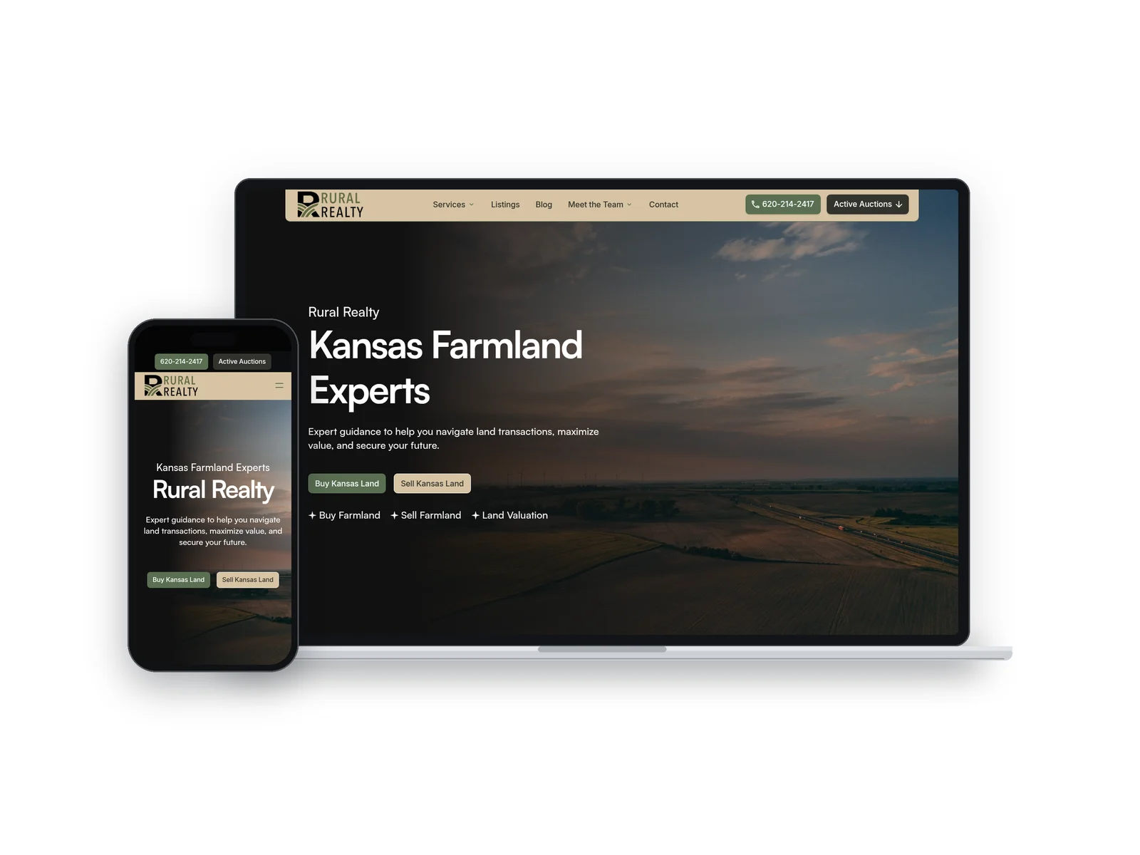 Rural Realty website on a laptop and phone