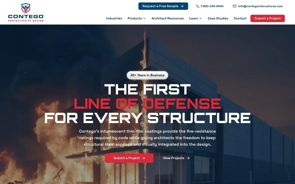 Homepage of the Contego International site High Tide rebuilt