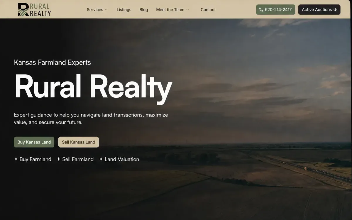 Homepage of the Rural Realty site