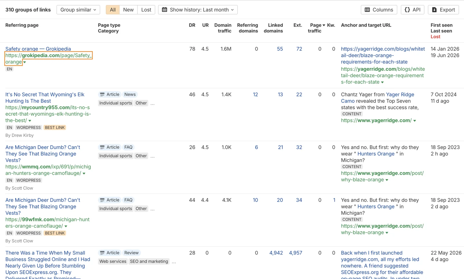 Backlink analysis report