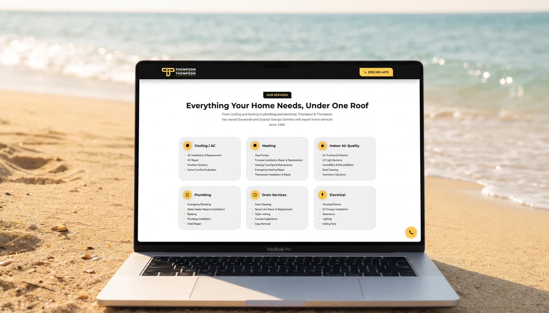 Thompson & Thompson home services website built by High Tide Marketing